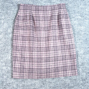 Jones New York Wool Plaid Pencil Skirt Sz 10 Lavender Purple 90s Vintage USA